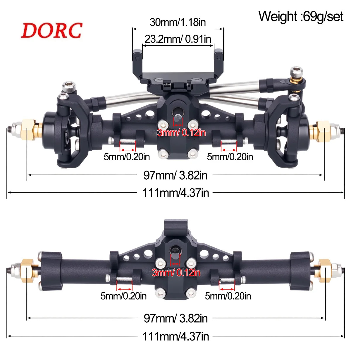 Rc Hobby Racing - 1 conjunto de eixos de plástico